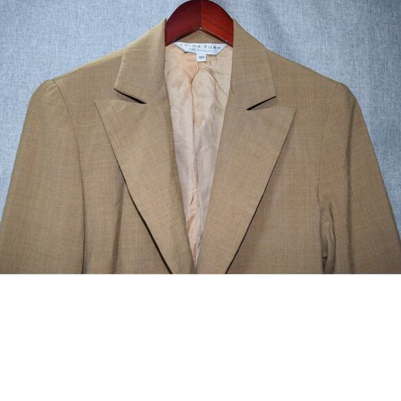 Trina Turk Los Angeles Camel Tan One-Button Blazer Size 10 - Picture 2 of 3